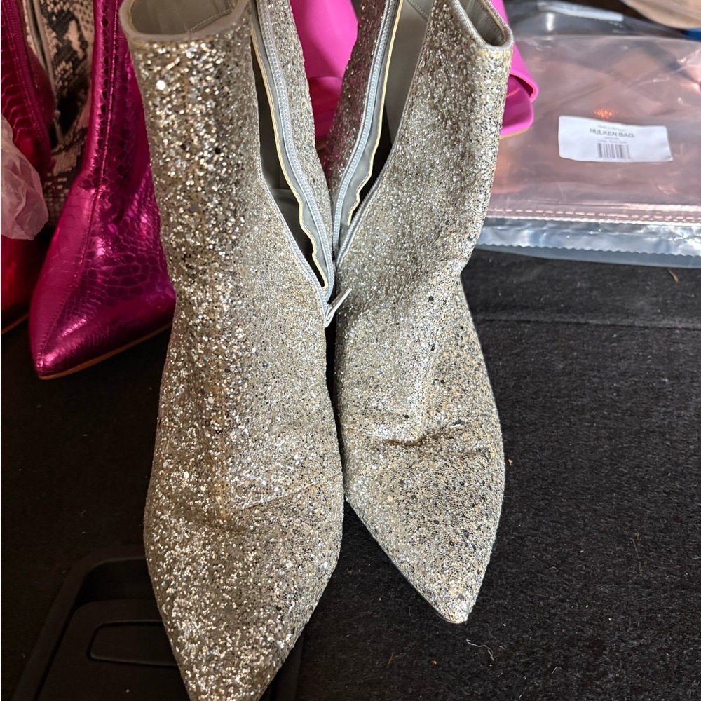 Glittering Silver Ankle Boots